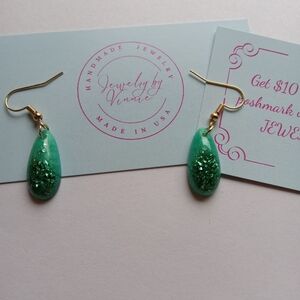 Hand Crafted Green and Gold Earrings